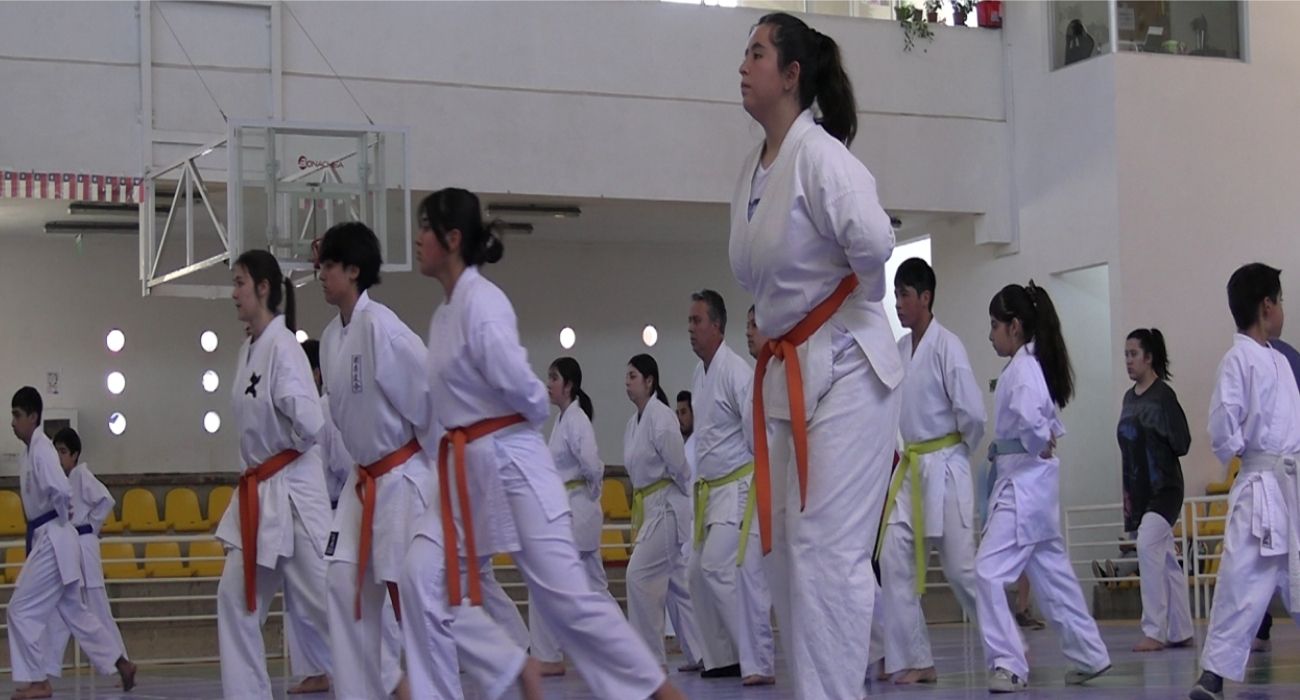Deportistas felices con seminario de kata y danza moderna